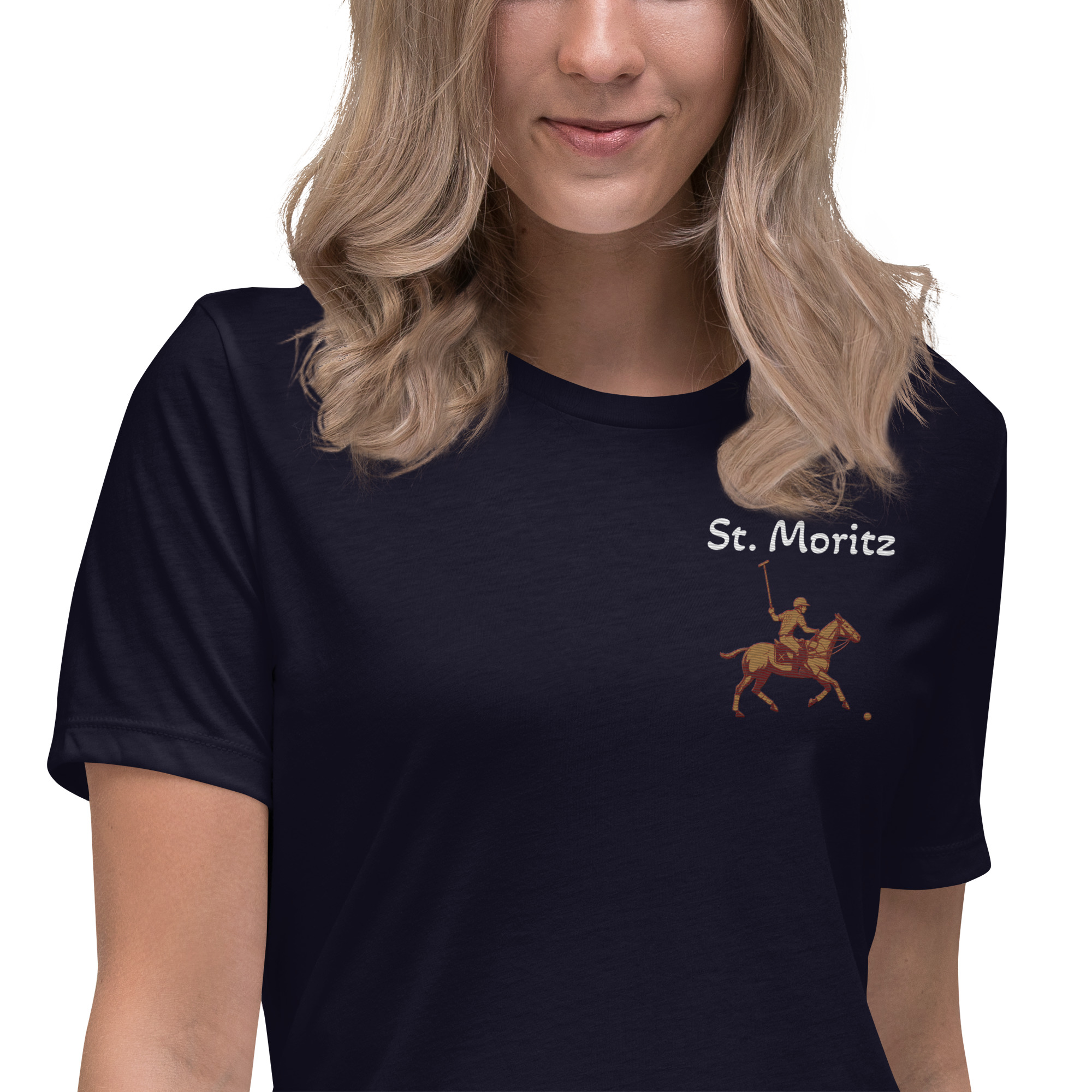 T-shirt fit donna ricamo St.Moritz